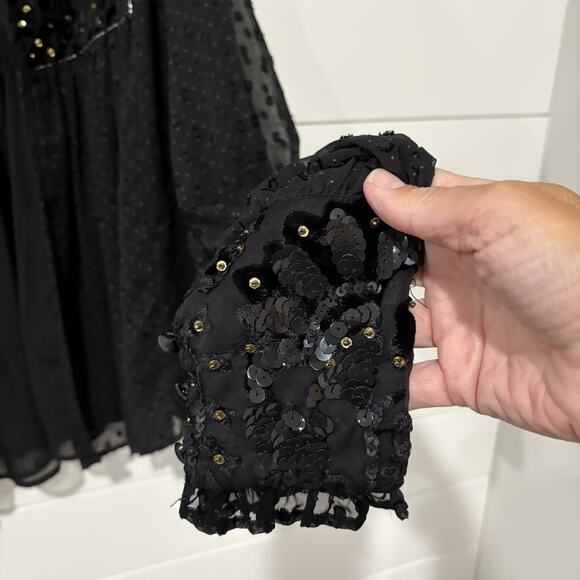 Zara | Bolero Sequin Swiss Dot Jacket Top Sequins FLAW- Size Medium - Picture 6 of 10